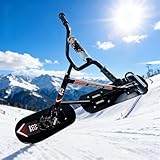 Schneeroller für Erwachsene & Jugendliche | 360° drehbareres Ski mit Verstärkter Aluminiumrahmen | All-Terrain-Schlitten für Backcountry-Pisten, präparierte Hänge & Off-Road-Schneeabenteuer Black