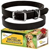 Adityna Hundehalsband aus Leder für große Hunde – Leder-Hundehalsband Geschenk für Hundeliebhaber – klassischer Stil, weich und stark, strapazierfähig (Halsumfang: 48,3 - 61 cm, Schwarz)