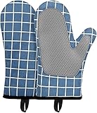 Hitzebeständige Handschuhe, Ofenhandschuhe mit, ofenbeständiges Silikon mit Baumwolle, doppelt zum Kochen, Backen, Grillen, Grillen, Mikrowellen-Handschuh (Farbe: A, Größe (Farbe: C, Größe: wie die