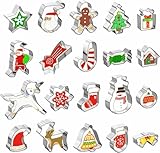 GWHOLE 20 TLG Ausstechformen Weihnachten Edelstahl Ausstecher Set für Keks, Plätzchen, Tortendekorationen