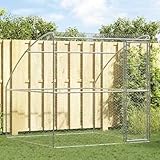 Mokuyary Hundekäfig mit Speicher Silber 2 x 2 x 2 m Verzinkter Stahl, Outdoor Hundehaus Hundehütte, Hundelaufstall Welpenlaufstall für Garten