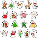 18 Stücke Weihnachten Ausstechformen Set zum Backen – Weihnachtsbaum, Schneeflocke, Lebkuchenmann, Weihnachtsmann und mehr Formen Weihnachts Ausstecher