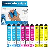 LOSMANN T0715 Druckerpatronen Kompatibel für Epson T0712 T0713 T0714 Multipack für Stylus BX300F SX100 SX200 SX210 SX215 SX218 SX510W SX400 SX410 SX415 SX600FW SX610FW DX4450 DX7400 DX8450 (9-Pack)