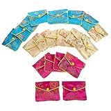 Hohopeti 20 Stück Teiliges Vintage Schmuckbeutel mit Chinesischer Stickerei Kleine Aufbewahrungstaschen für Ringe Ohrringe und Schlüssel Vielseitige Säckchen mit Zugband Zufällige Farbe