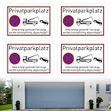 Sporgo 4 Stück Privatparkplatz Schild: Parken Verboten Schild 30x20 cm, Alu Parkverbotsschild Klares Zeichen, Fahrzeuge Werden Kostenpflichtig Abgeschleppt, Privatgrundstück Parkplatz Schilder