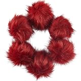 SOFPLATE 6 Stück Flauschige Pompom Bälle Aus Kunstfell Pompons Mit Druckknöpfen Metallknopf Abnehmbar Rot Groß Dick Künstliches Fuchshaar Weicher Fellball Für Hüte Basteln Schuhe Schals Taschen Strick
