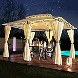 Swing & Harmonie Luxus Pavillon mit LED Beleuchtung - Hochwertiges Gartenzelt - Robustes Partyzelt - Wasserabweisender Gartenpavillon - (ohne Moskitonetz, anthrazit)