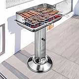 Säulengrill, Holzkohlegrill, Edelstahl ECKIG, 52 x 30 x 74 cm