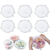 Fyihoxi Silikondeckel 6 Stück Dehnbare Silikondeckel Silikon Stretch Deckel BPA Free Wiederverwendbar Silikon Abdeckung Rund Silicone Stretch Lids Universal-Deckel für Schüsseln, Becher, Dosen, Obst