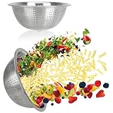 com-four® 2x Küchensieb aus Edelstahl - klassisches Nudelsieb - Durchschlag zum Waschen von Obst, Gemüse und Salat - Seiher - rundes Abtropfsieb - Küchenzubehör aus Metall (2 Stück - Ø 28cm)