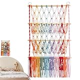 Stofftieraufbewahrung – 3-stöckiges Boho-Plüsch-Hängemattennetz mit Quasten, platzsparendes Kinderspielzeugnetz, Kinderzimmer-Aufbewahrung und Organisationsprodukte für Kleinkinder, Schlafzimmer