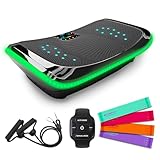 4D Vibrationsplatte – Leistungsstark mit 3 leisen Motoren | Leicht zu Bedienen | Magnetfeldtherapie Massage | Ultra Komfort – Curved Design | Vibration Oszillation