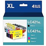 LC421XL LC-421XLVAL Tintenpatronen Value Pack für Brother LC421 LC-421XL Multipack Patronen für Brother DCP-J1050DW DCP-J1140DW MFC-J1010DW (LC421XL Schwarz,LC421XL Cyan,LC421XL Magenta,LC421XL Gelb)