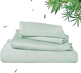 Waterlily 100 % Bambus-Lyocell-Bettwäsche-Set, 4-teilig, Bettbezug, Bettlaken und Kissenbezüge, organisch, natürlich, weich, vegane Seide, Luxus-Bettwäsche (Hellgrün, Doppelbett)