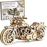 WOODEN.CITY Holzmodellbausatz Cruiser V-Twin, Mechanisch 3D Puzzle, Brettspiele Erwachsene - DIY Spielzeug, Laser Cut Hobby, Dekoration