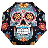 BVKWNTSA Manueller faltbarer Regenschirm mit Totenköpfen für sonnige und regnerische Tage Sommerreisen und regnerische Tage Sonnige und regnerische Tage Sorgenfreies Reisen