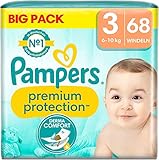 Pampers Premium Protection Größe 3, 68 Windeln, 6kg - 10kg, Komfort und Schutz von Pampers für empfindliche Haut