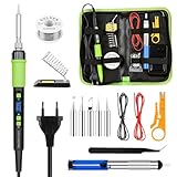 YEEHONEC Lötkolben Set 90W LCD Einstellbare Temperatur 180-500°C mit 5 Lötkolbenspitzen, 50g Lötdraht, eine Entlötpumpe, Lötkolbenhalter und Schlaffunktion Elektronik Reparatur Lötkolben Set