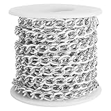 5m / Rolle Gliederkette Silber Aluminium Panzerketten mit Spule, 10x6.5x1.8mm Vakuumüberzug Herrenkette Halskette für Männer Herren DIY Armband Kette Schmuckherstellung