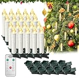 LZQ LED Kerzen Batteriebetrieben mit Fernbedienung, LED Christbaumkerzen Kabellos Warmweiß Weihnachtsbaumbeleuchtung Weihnachtskerzen Kerzenlichter mit Timer (Ohne Batterie, 20 Stück)