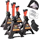4X Unterstellböcke 3T, 295-425 mm, mit Sicherung & Gummi, VERSTÄRKT Wagenheber Stützböcke Ständer Modellwahl Wagenbock Werkstattstände Profi Reifenwechsel Abstellbock Auto Heber Gummi PKW