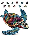Crafthub Premium Holzpuzzle für Erwachsene & Kinder – Tierpuzzle Buntes Meeresschildkröten Design – 122 Teile – Hochwertiges Holz mit UV-Druck