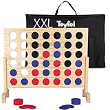 Toyfel Vier Gewinnt Spiel XXL Holzspielzeug Groß Natur – Spielklassiker 4 Gewinnt aus FSC® Holz Indoor & Outdoor Spiele – Premium Gesellschaftsspiel für Erwachsene & Kinder ab 4 Jahren – Ace