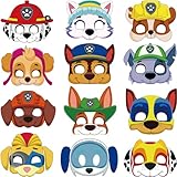 JINLAIYUN 12 Stück Dog Patrol Maske Kinder kindermasken kinder Geburtstag Masken Cartoon Tiermasken Hund Papier Masken Dog Kindergeburtstag Deko Charakter Cosplay Partyzubehör (Hund)