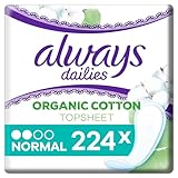 Always Dailies Slipeinlagen aus Baumwolle, normal, 224 Einlagen, 100% Bio-Baumwolle, Oberlaken