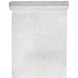 Tischläufer Tüll Glitter 30cm x 5m Silber Tüllstoff Tischdecke Hochzeit Dekostoff Deko, Silber