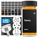 ZMILLA® Gewürzgläser Set Schwarz [24 Stück] Eckig mit Streueinsatz | Inklusive 240 Etiketten + Acrylstift + Aluminiumtrichter | Aufbewahrung Gewürze