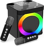 Karaoke Maschine mit 2 Mikrofonen,Mini Karaoke Anlage mit LED Licht, tragbare Bluetooth Karaoke Lautsprecher für Kinder & Erwachsene, Perfekt für Partys, Geburtstage & Familientreffen