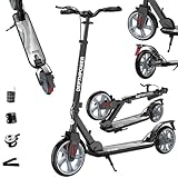 GHBXJX Roller Kinder 10 Jahre,cityroller,für Jugend und Erwachsene,Pedalbremse, Scheibenbremse,Verstellbarer Lenker 86-113cm,Dreifache Stoßdämpfung,Roller Erwachsene bis 250 kg,Schwarz