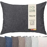 Selfitex Modisches Couchkissen XXL 60x80 cm, Sofakissen mit Füllung und Bezug, kuschelweiches Lesekissen, dekoratives Fernsehkissen, Deko- und Kopfkissen, Rückenkissen (Anthrazit)