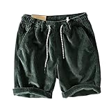 Cord Shorts Herren Kurz Hose Sommer Cordshorts Corduroy Kurze Hosen Shorts Mit Taschen Casual Reißverschluss Loose Beach Short Cargoshorts Einfarbig Vintage Sportshorts Laufshorts