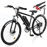 Finbike E Bike 26 Zoll, Elektrofahrrad 36V 10.4Ah Tauschbar Akku, 100KM Schnelllade E-Bike mit 7Gänge & Doppelscheibenbremse, E Mountainbike für Stadt,Durft, Alltagsmobilität