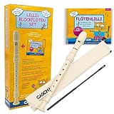 Cascha Lillis Blockflöten Set 5 tlg I Blockflöte Kunststoff barocke Griffweise I Hochwertige Kinder Kunststoffflöte mit Lernbuch und CD I Spielerisch lernen - Sopran Flöte für Kinder ab 4 Jahren