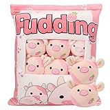 HXPLN Kuh Plüsch Kissen, abnehmbares Spielzeug, Pudding Kuh Kissen, Tasche mit Kuh Plüsch, niedliche Kuh Dekoration Geschenk für Jugendliche, Mädchen, Kinder (6 Erdbeerkuhen)