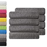NatureMark 8er Spar-Pack Frottier Handtücher, Handtuch-Set, 50 x 100 cm, Anthrazit grau, 100% Baumwolle
