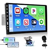 Autoradio 1 Din mit Apple Carplay und Android Auto, Hikity 9 Zoll Bildschirm Touchscreen Autoradio Bluetooth Freisprecheinrichtung Mirror Link EQ SWC USB FM Radio mit Rückfahrkamera