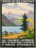 Metallschild Lac Chambon Auvergne, Französisches Frankreich, Vintage-Reisewerbung, Druck, Metallplakat, Wanddekoration, Schild, 30 x 40 cm