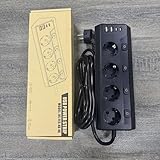 Inhwatek Steckdosenleiste Einzeln Schaltbar Mehrfachsteckdose - 4 Fach Mehrfachsteckdose mit USB, 8-in-1 Power Strips Tischsteckdose mit 2M Kabel, Für Heim & Büro, 16A, 3680W (Schwarz)