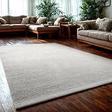 MY-RUG Natürlicher Wollteppich WoolHeaven aus Schurwolle, 120 x 170 cm, in Beige - Flachgewebter Teppich für EIN natürliches Schlafzimmer