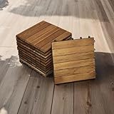 SAM 11er Set Holzfliese 01 | Akazienholz massiv + geölt | 11 Fliesen für 1m² | 30 x 30 cm | Bodenbelag mit Drainage | Balkonfliesen/Terrassenfliesen/Klickfliesen