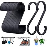 ACMETOP S Haken, 12er Pack S-förmige Haken, S Haken für hängende Töpfe und Pfannen, Pflanzen, Kaffeetassen, Kleidung, Handtücher in Küche, Schlafzimmer, Bad, Büro und Garten（Schwarz Matt）