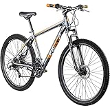 ZÜNDAPP FX27 Mountainbike 27,5 Zoll Fahrrad Mountain Bike Hardtail MTB Herren Damen mit MTB Rahmen und Federgabel 21 Gänge 650B (grau/orange, 48 cm)