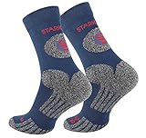 STARK SOUL Trekking Wandersocken für Damen & Herren, 2 Paar Atmungsaktive Gepolsterte Outdoor-Socken (Marine, 43-46)