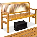 KESSER® Gartenbank Holz Holzbank wetterfest | Für 3 bis 4 Personen | Parkbank aus Massivholz | Sitzbank 320 kg belastbar 150 cm | Balkonbank Bank für Balkon Terrasse & Garten inkl. Cover Hellbraun