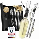 Beyond Weinkühlstab 6-teiliges Geschenk Set aus Edelstahl mit Ausgießer - Ideales Weinzubehör für Weinliebhaber I Weinkühler Set für Weißwein & Rotwein - Stab mit Dekanter - Zubehör für Weintrinker