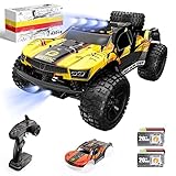 DEERC Ferngesteuerte Auto 1:10 mit Lichtern RC Auto 48km/h 4WD Offroad Hobby Grade Monster Crawler mit 2 Akkus 40 Minuten Laufzeit,2 Autoschalen, für Erwachsene, Kinder (9201E)